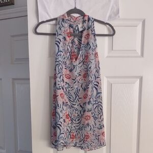 cabi 5537 Stem Tank Racer Back Blouse Fully Lined Blue 🧡 Floral Size Med EUC